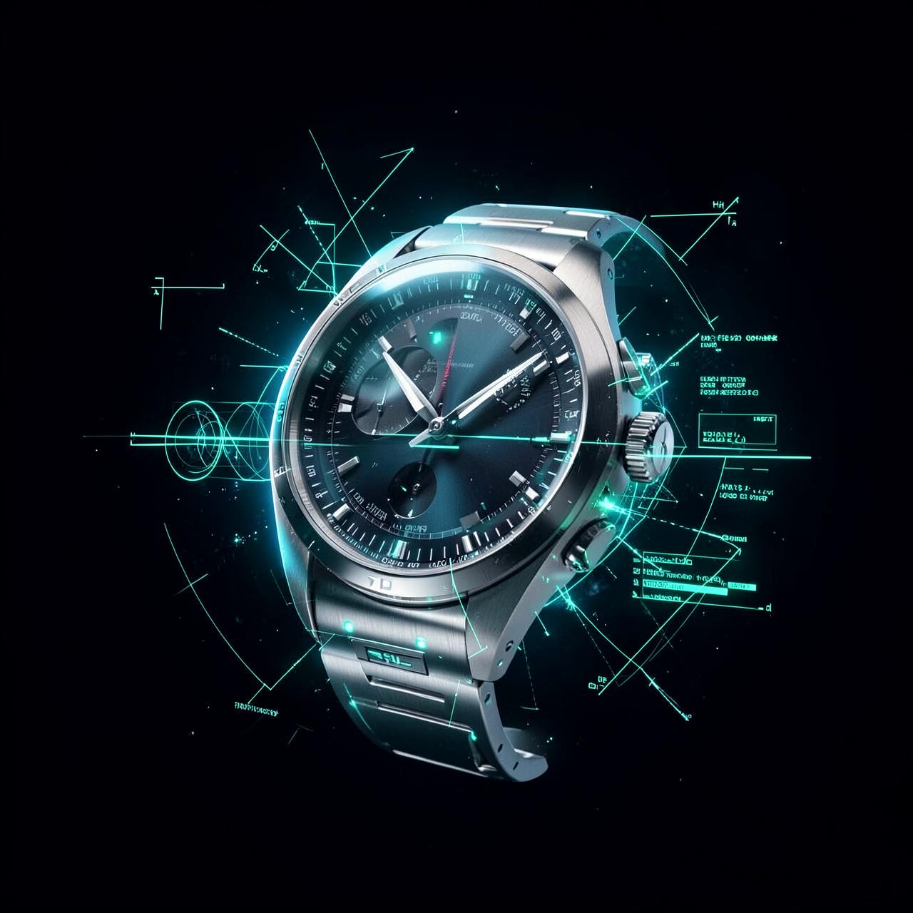 Wristwatch inside a holographic scanning interface